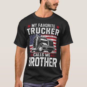 Mens American Flag My Favourite Trucker Calls Me B T-Shirt