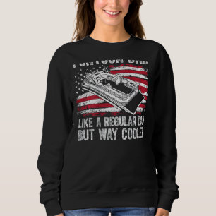 Mens American Flag Pontoon Boat Captain Dad 4th Of Sweatshirt