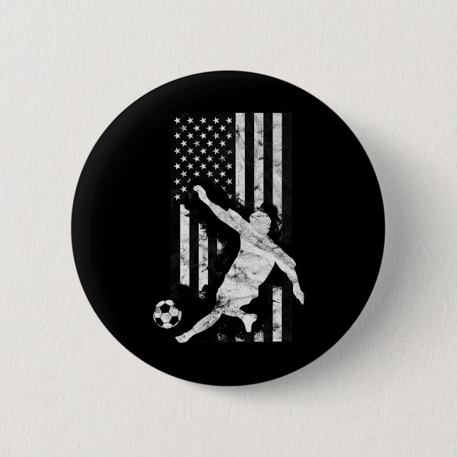 Mens American Flag Soccer Player  6 Cm Round Badge (Front)