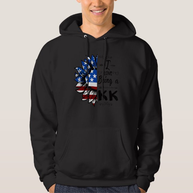 Mens American Flag Sunflower I Love Being A Kk Hoodie (Front)