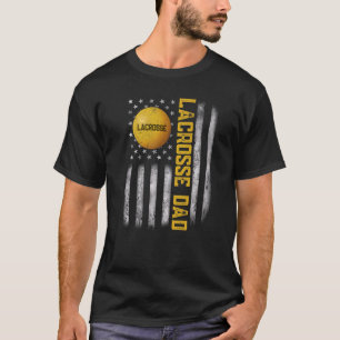 Mens American Flag Vintage Lacrosse Flag Dad Fathe T-Shirt
