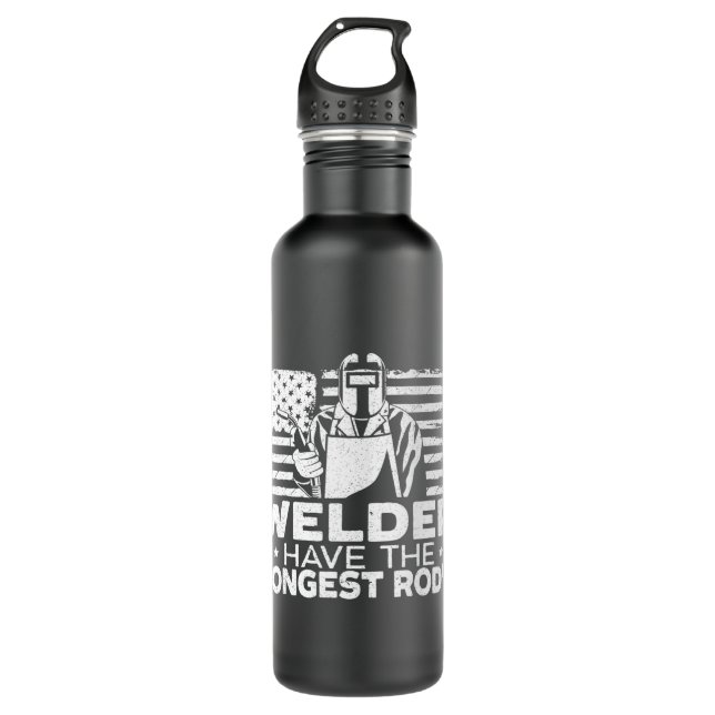 Mens American Flag Welder Welding Rods 710 Ml Water Bottle (Front)