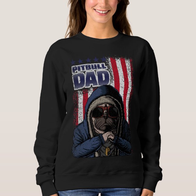 Mens American Pitbull Dad Us Flag Sweatshirt (Front)