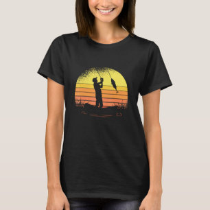 Mens Angler Sunset Fisherman Fishing Rod T-Shirt