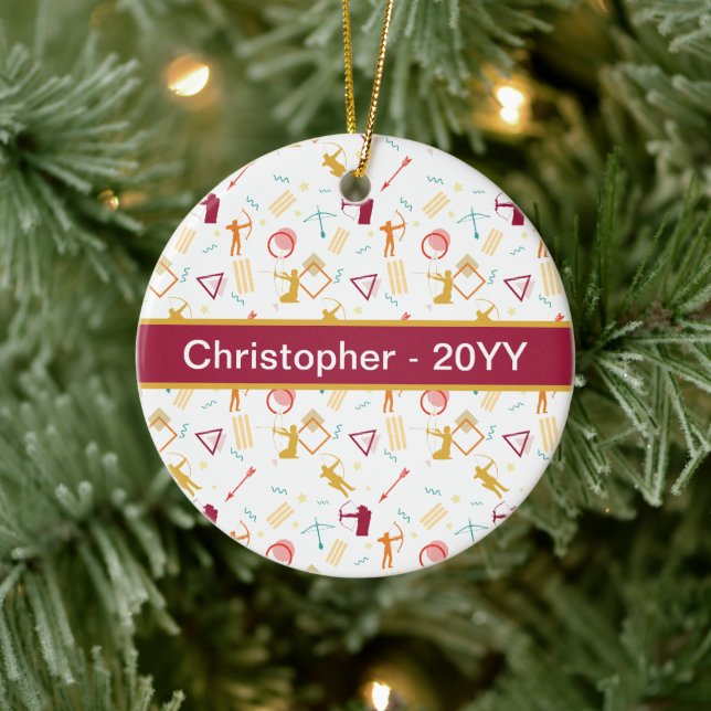 Men's Archery - Boys Bow and Arrow Pattern Ceramic Tree Decoration (Tree)