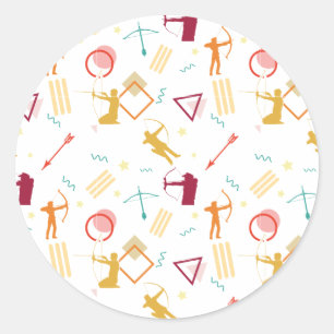 Men's Archery - Boys Bow and Arrow Pattern Classic Round Sticker