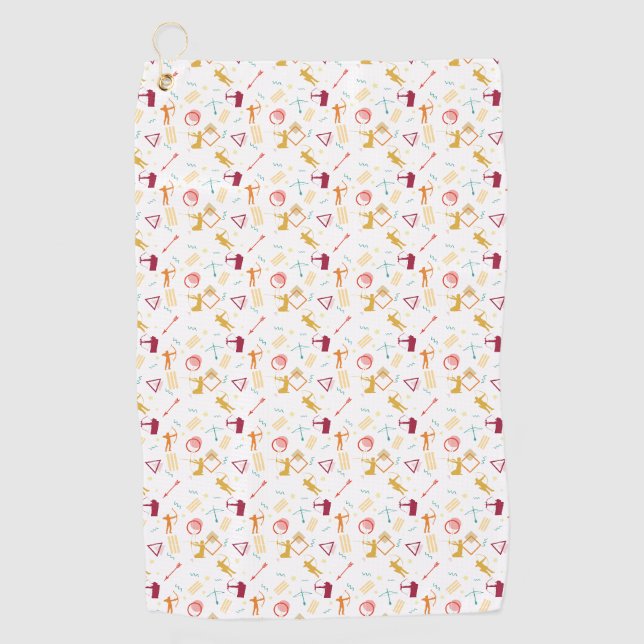 Men's Archery - Boys Bow and Arrow Pattern Golf Towel (Front)