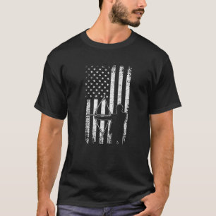 Mens Archery Gift With American Flag For Bow And A T-Shirt