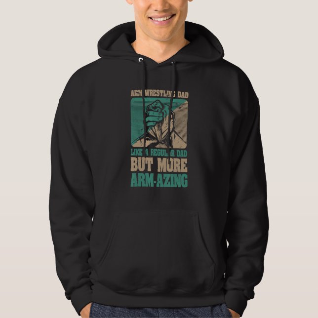 Mens Arm Wrestling Dad Father Arm Wrestler 1 Hoodie (Front)