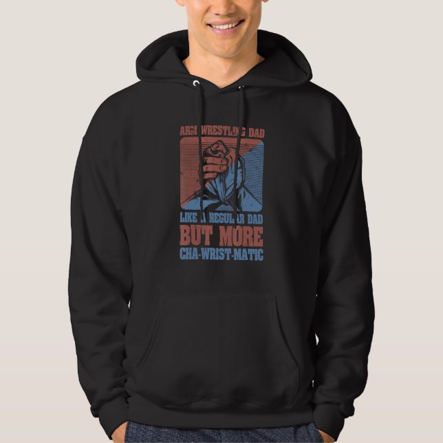 Mens Arm Wrestling Dad Father Arm Wrestler Hoodie (Front)