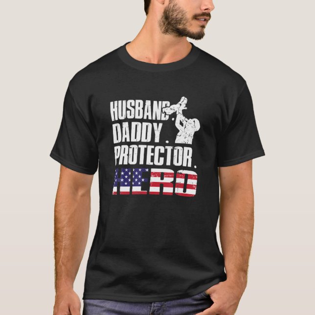 Mens Army Veteran Husband Daddy Protector Veteran T-Shirt (Front)