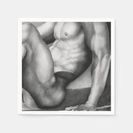 Mens Art Elegant Male-nude Charcoal Drawing Paper Napkin