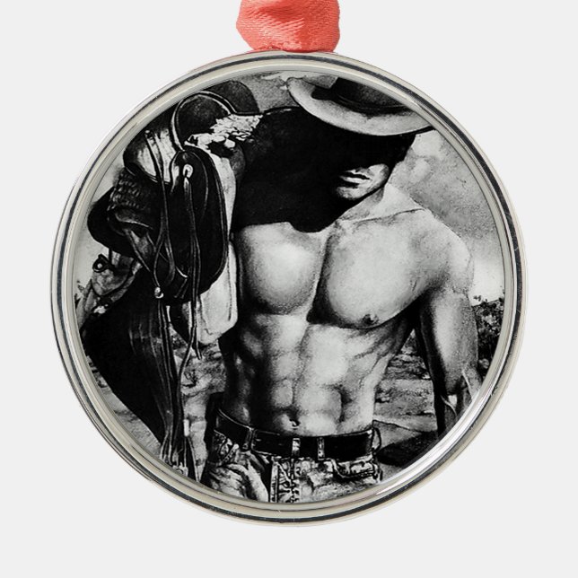 Men's Art For Him Cowboy Bodybuilder Christmas Metal Tree Decoration (Front)