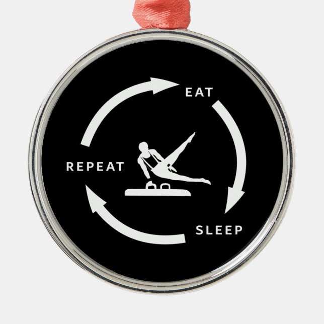 Men's Artistic Gymnastics Eat Sleep Repeat Sports Metal Tree Decoration (Front)