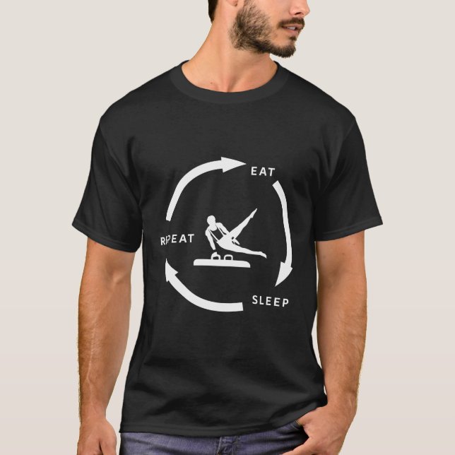 Men's Artistic Gymnastics Eat Sleep Repeat Sports T-Shirt (Front)