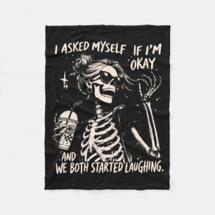Mens Asked If Snarky Sarcastic Mental Health Fleece Blanket