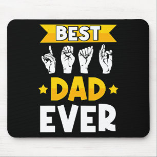 Mens ASL Sign Language Deaf Awareness and Deaf Dad Mouse Mat