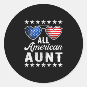 Mens aunty fourth of july shirt womens american classic round sticker