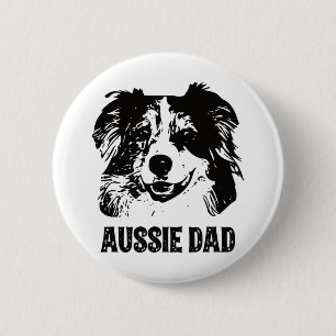 Mens Aussie Dad - Australian Shepherd Dog Dad 6 Cm Round Badge