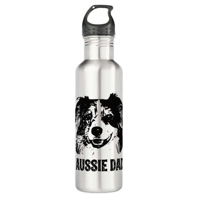 Mens Aussie Dad - Australian Shepherd Dog Dad 710 Ml Water Bottle (Front)