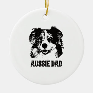 Mens Aussie Dad - Australian Shepherd Dog Dad Ceramic Tree Decoration