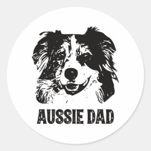 Mens Aussie Dad - Australian Shepherd Dog Dad Classic Round Sticker
