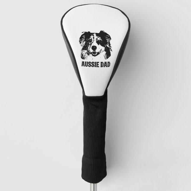Mens Aussie Dad - Australian Shepherd Dog Dad Golf Head Cover (Front)