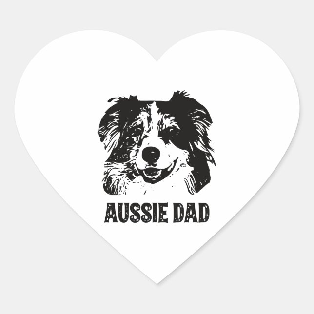 Mens Aussie Dad - Australian Shepherd Dog Dad Heart Sticker (Front)