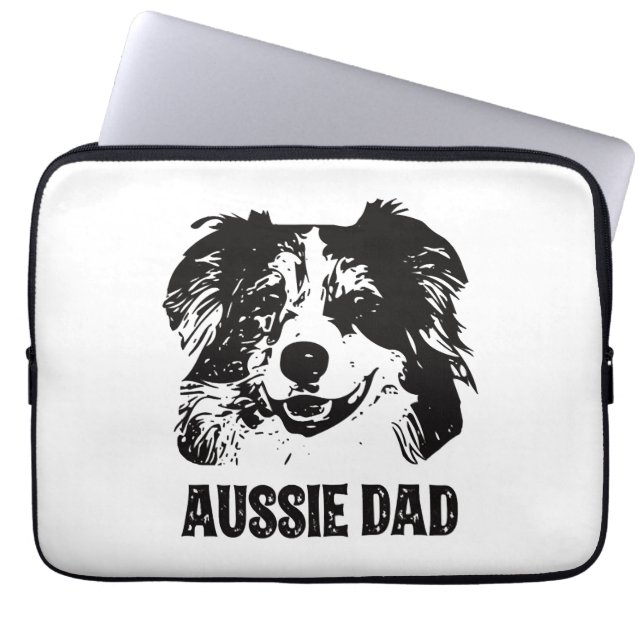 Mens Aussie Dad - Australian Shepherd Dog Dad Laptop Sleeve (Front)