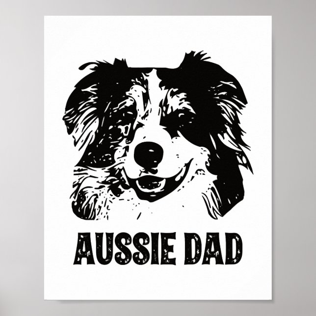 Mens Aussie Dad - Australian Shepherd Dog Dad Poster (Front)
