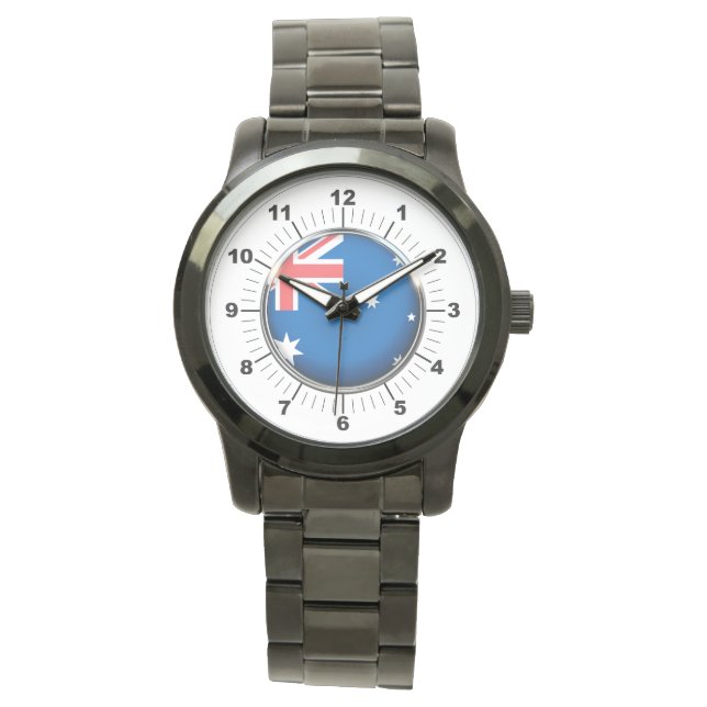 Men's Australia Flag Oversized Black Watch (Front)