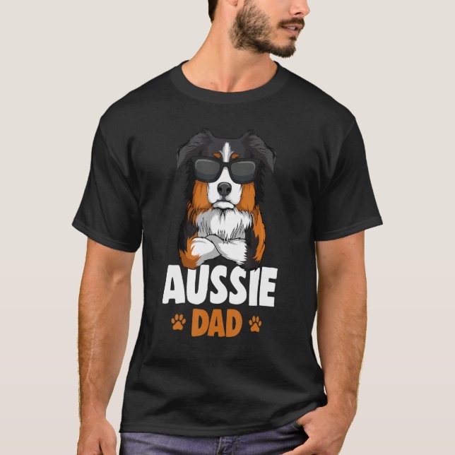 Mens Australian Shepherd Aussie Dad Dog T-Shirt (Front)
