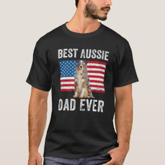 Mens Australian Shepherd Dad American Flag Dog Lov T-Shirt