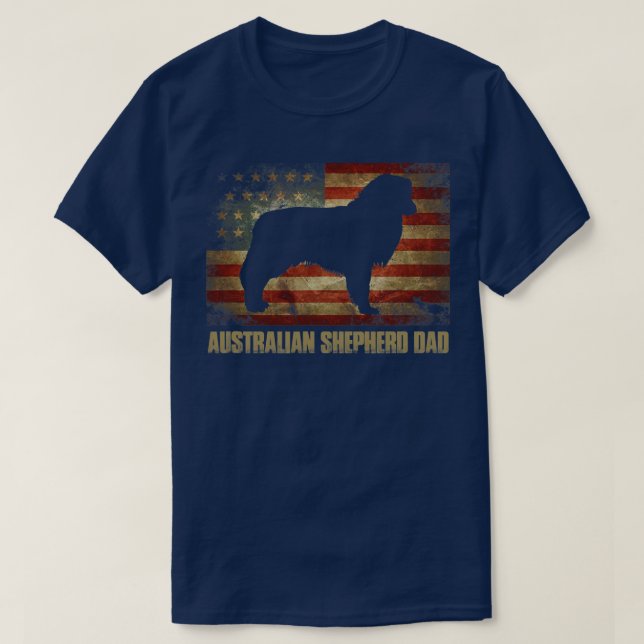 Mens Australian Shepherd Dad Vintage American T-Shirt (Design Front)