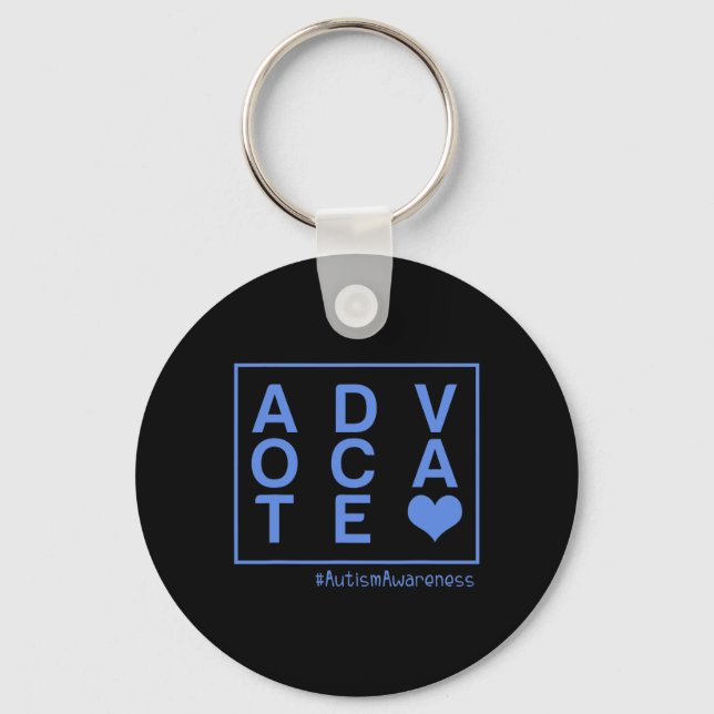 Mens Autism Awareness Advocate Unique Embrace Disa Key Ring (Front)