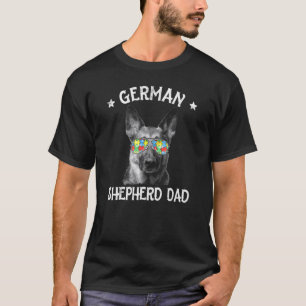Mens Autism Awareness German Shepherd Dad Dog Puzz T-Shirt