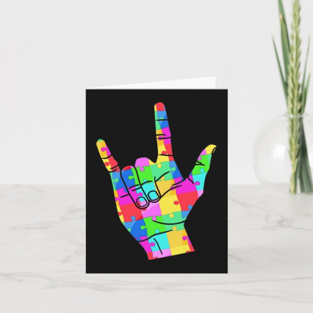 Mens  Autism Awareness Sign Language Gifts ASL Lov Card (Front)