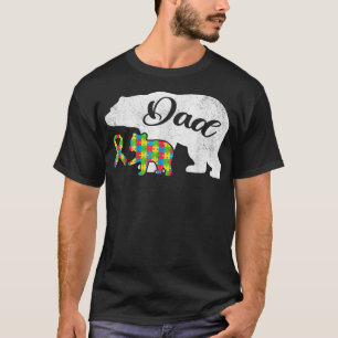Men's Autism Bear Dad Shirts, Autism Awareness Rib T-Shirt