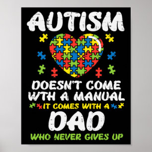 Mens Autism Doesnt Come With Manual Dad Puzzle Awa Poster