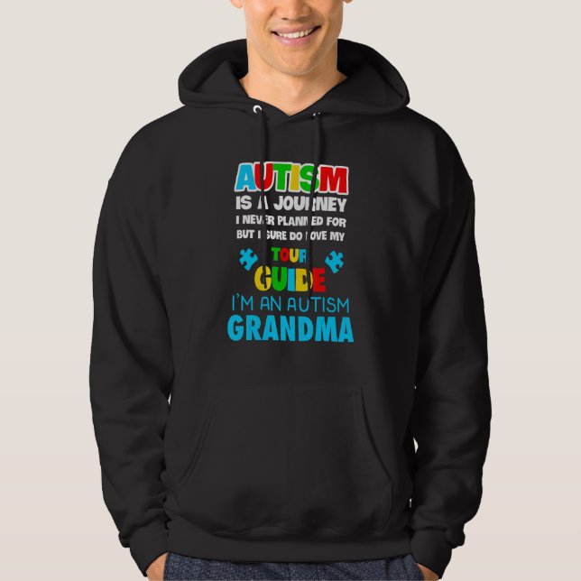Mens Autism Spectrum Disorder Grandmother Awarenes Hoodie (Front)