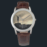 *~* Men's Award Graduation Retirement Freedom Watch<br><div class="desc">* This is a brown stylish men's watch with a brown leather strap. It can easily be customised. It features an artsy sepia sunset viewed from a mountain top symbolises the feelings of joy, freedom, achievement and success. This joyful scene can be used as a gift to celebrate a goal...</div>