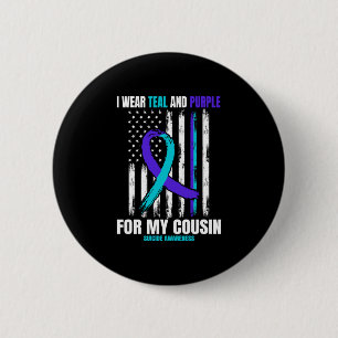Mens awareness prevention cousin american flag 6 cm round badge