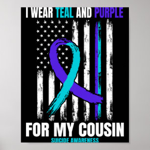 Mens awareness prevention cousin american flag poster