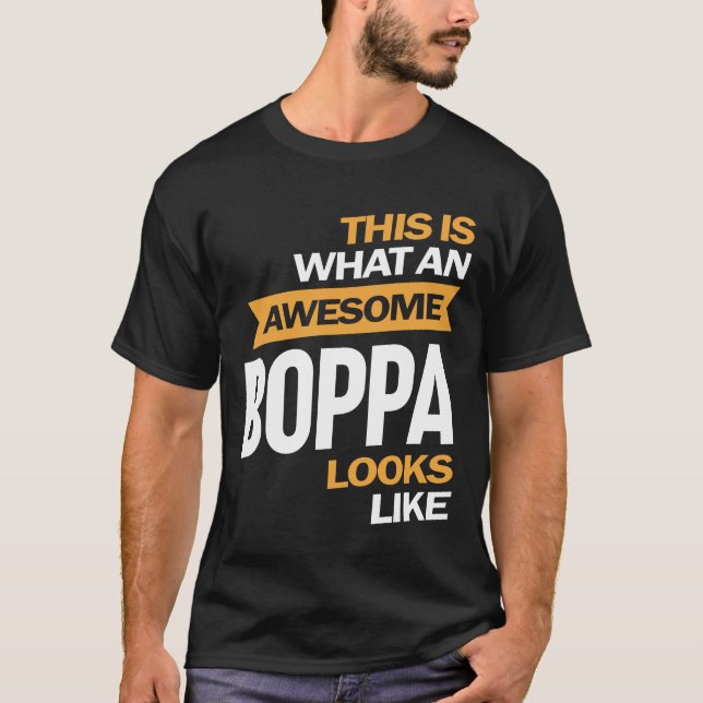 Mens Awesome Boppa Looks Like Grandpa Gift T-Shirt (Front)