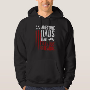 Mens Awesome Dads Have Tattoos And Beards Patrioti Hoodie