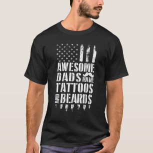 Mens Awesome Dads Have Tattoos And Beards Patrioti T-Shirt