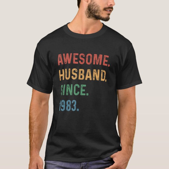 Mens Awesome Husband Since 1983 - 40th Year Weddin T-Shirt (Front)