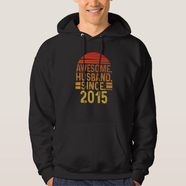 Mens Awesome Husband since 2015 Wedding Anniversar Hoodie (Front)