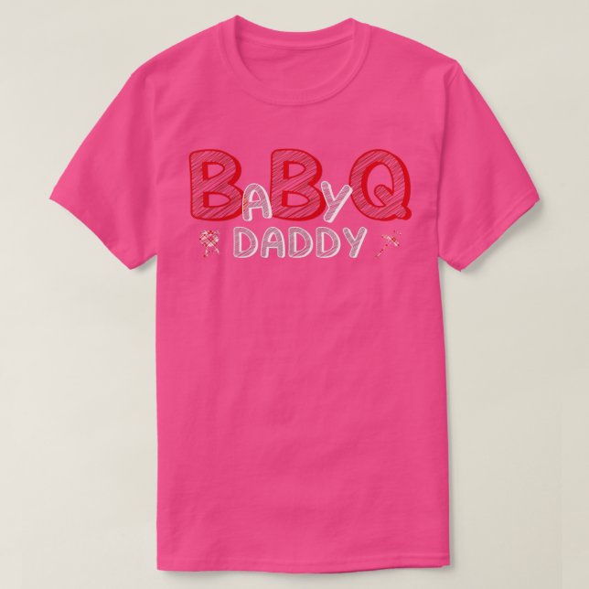 Mens Baby BBQ Shower Daddy Q Baby Shower Theme Mat T-Shirt (Design Front)