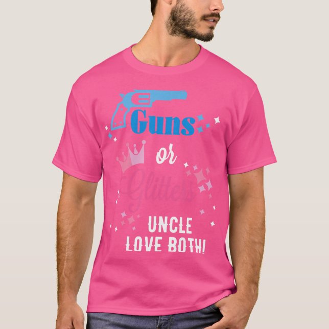 Mens Baby Gender Reveal Shirt Guns Or Glitter Uncl (Front)